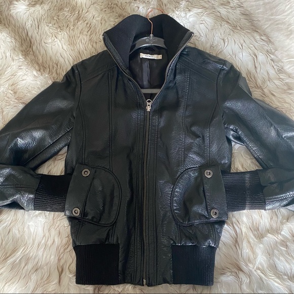 Faux Leather Bomber Jacket - Picture 3 of 5